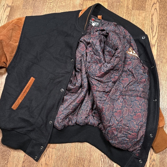 Vintage 90s Mack Truck Embroidered Bulldog Dog Wool Suede Leather Jacket Mens XL - Picture 9 of 11